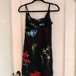 Floral Black Slip Dress
